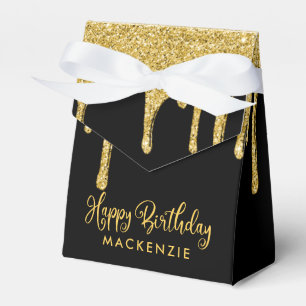 Elegant Black Guld Gnistra Glitter Drives Birthday Presentaskar