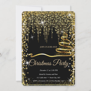 Elegant Black - Guld Gnistran Julgran Inbjudningar