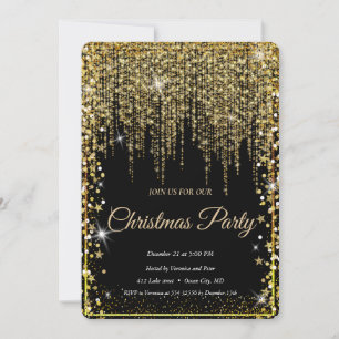 Elegant Black - Guld Gnistran Julgran Inbjudningar