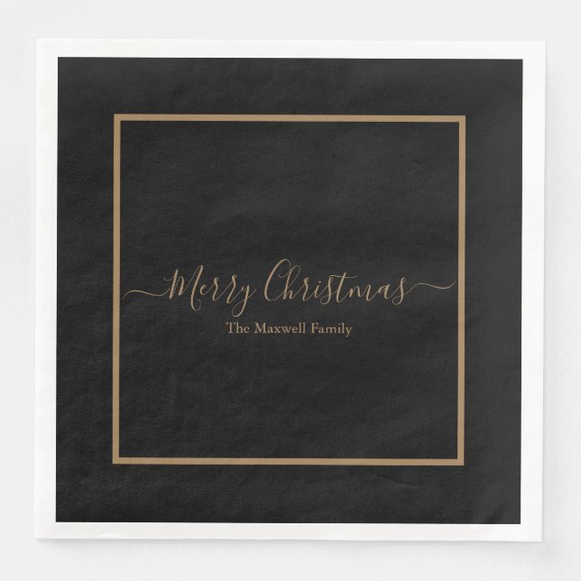 Elegant Black guld God jul, namn Pappersservett (Framsida)
