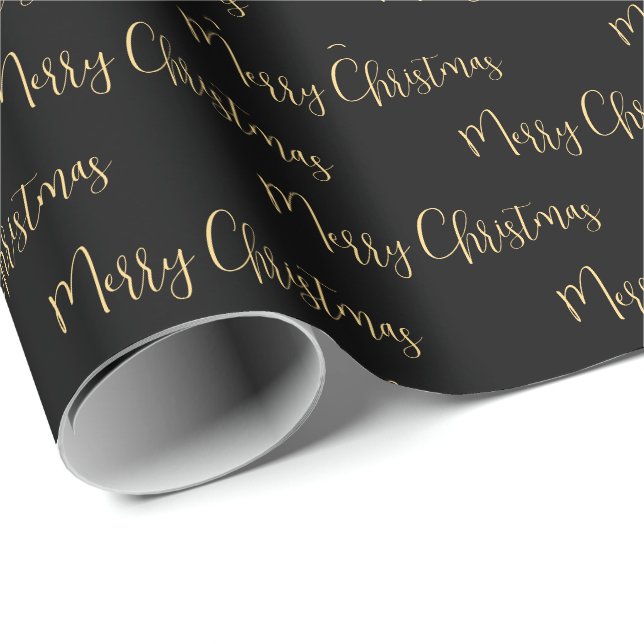 Elegant Black Guld God jul Wrapping Papper Presentpapper (Rullad Hörn)