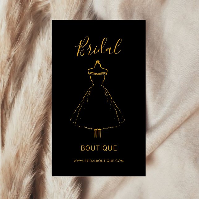 Elegant Black & Guld Gown Bride Stylist Boutique Visitkort (Skapare uppladdad)