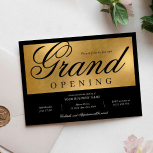 Elegant Black & Guld Grand Open Event Business Inbjudningar