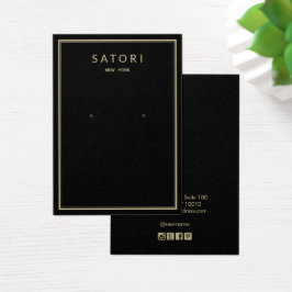 Elegant Black Guld Gräns Earring Jewelry Visning Visitkort