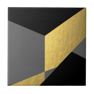Elegant Black Guld Grått Färg Block Kakelplatta