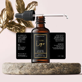 Elegant Black & Guld Hair Oil Dropper Flaska-etike Fraktsedel