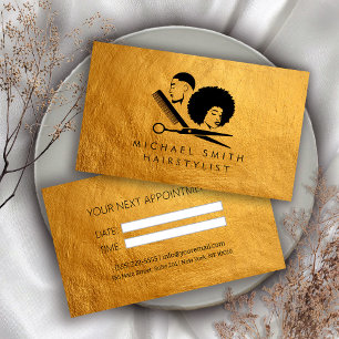 Elegant Black Guld Hairstylist avtalskort Visitkort