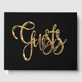 Elegant Black Guld Handwrite Typography Guests Gästböcker