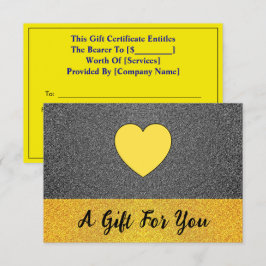 Elegant Black Guld Heart, Luxury Gift Certificate