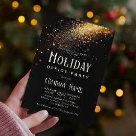 Elegant Black Guld Helgdag Office Party Inbjudningar