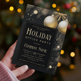 Elegant Black & Guld Helgdag Office Party Inbjudningar