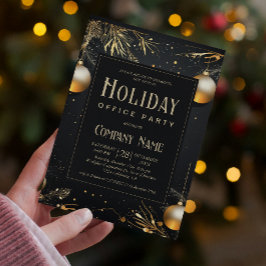 Elegant Black & Guld Helgdag Office Party Inbjudningar