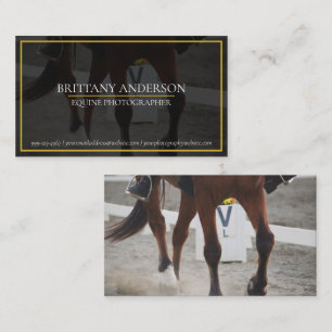 Elegant Black Guld Horse/Equestrian Photograf Visitkort