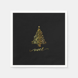Elegant Black & Guld Julgran Noel Pappersservett