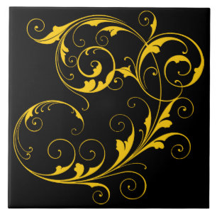 Elegant Black & Guld Kakelplatta