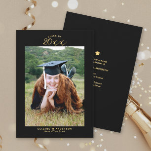 Elegant Black Guld, klass 2024 Studenten Photo Meddelande