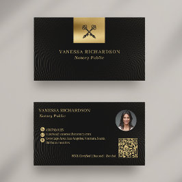 Elegant Black & Guld Kor Pen Notary QR Visitkort