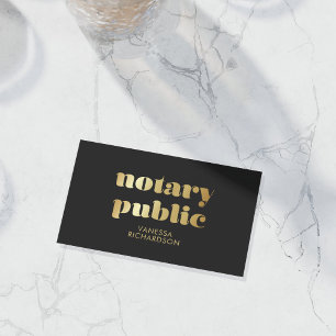 Elegant Black & Guld Kor Pen Notary QR Visitkort