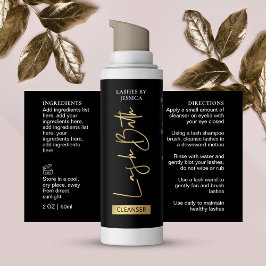 Elegant Black Guld Lash Bath Cleanser Skam Flaska Rektangulärt Klistermärke