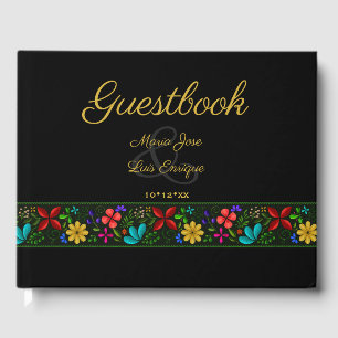 Elegant Black Guld Latin American Blommigt Gästböcker