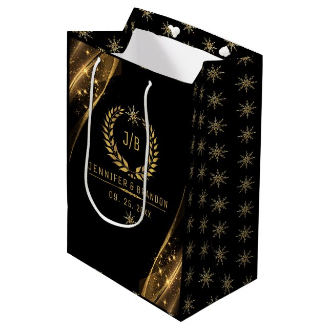 Elegant Black Guld Laurel Behandla Festive Design (Framsidan Vinklad)