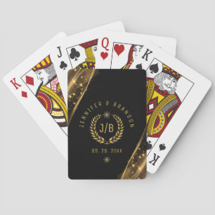 Elegant Black Guld Laurel Behandla Festive Design Casinokort