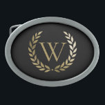 Elegant Black Guld Laurel Wandeandogram<br><div class="desc">Den här låsbeslaget för personlig i elegant har ditt monogram i faux guld,  som är inramat av en passande lagerandekrans i chic mot en vanlig svart bakgrund. Designad av Susan Coffey.</div>