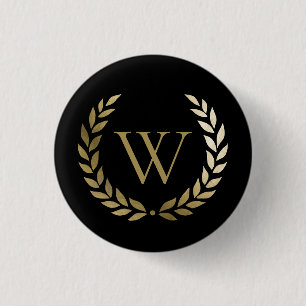 Elegant Black Guld Laurel Wandeandogram Knapp