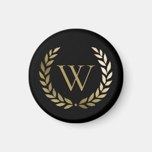 Elegant Black Guld Laurel Wandeandogram Magnet
