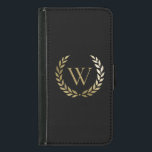 Elegant Black Guld Laurel Wandeandogram Plånboksfodral För Samsung Galaxy S5<br><div class="desc">Den här elegantens plånboksfodral har ditt monogram i faux guld,  med en passande guld lagerkrans mot svart bakgrund. Designad av Susan Coffey.</div>