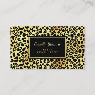 Elegant Black Guld Leopard Skriv ut Stil Consultan Visitkort