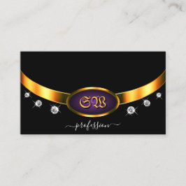 Elegant Black Guld Lila med Monogram Diamonds Visitkort