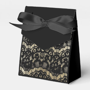 Elegant Black guld lyxfransk blommigt snöre Presentaskar