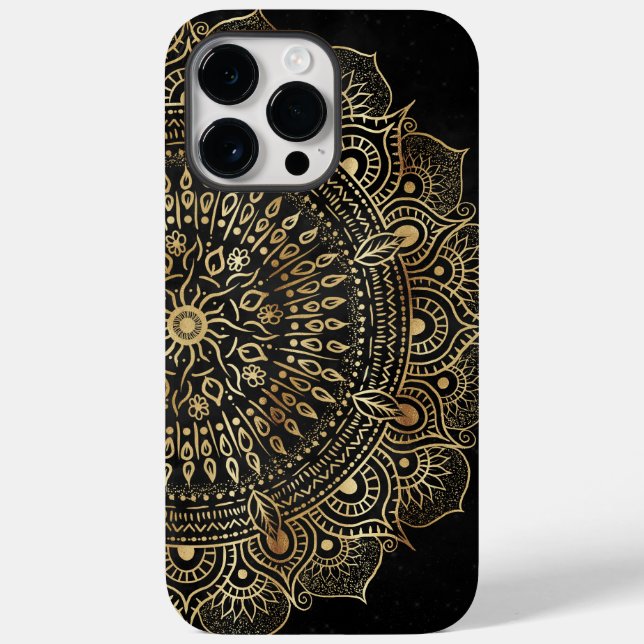 Elegant Black Guld Mandala Blommigt Design (Baksida)