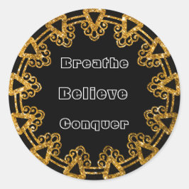 Elegant Black & Guld Mandala Motivation Stickers Runt Klistermärke