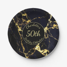Elegant Black & Guld Marble 50:e födelsedagen
