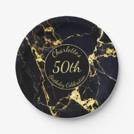 Elegant Black & Guld Marble 50:e födelsedagen