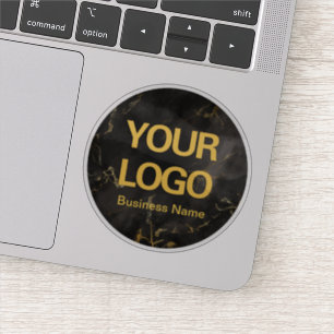 Elegant Black Guld Marble Business Logotyp Bärbar Klistermärken