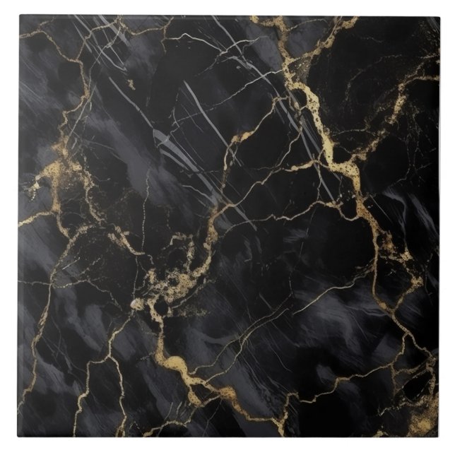 Elegant Black Guld Marble Ceramic Tile Kakelplatta (Framsidan)