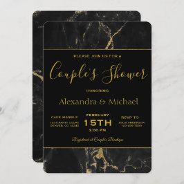 Elegant Black & Guld Marble Inbjudningar