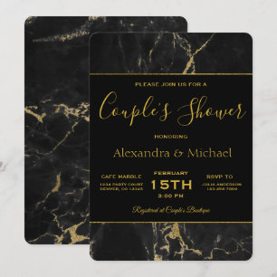 Elegant Black & Guld Marble Inbjudningar