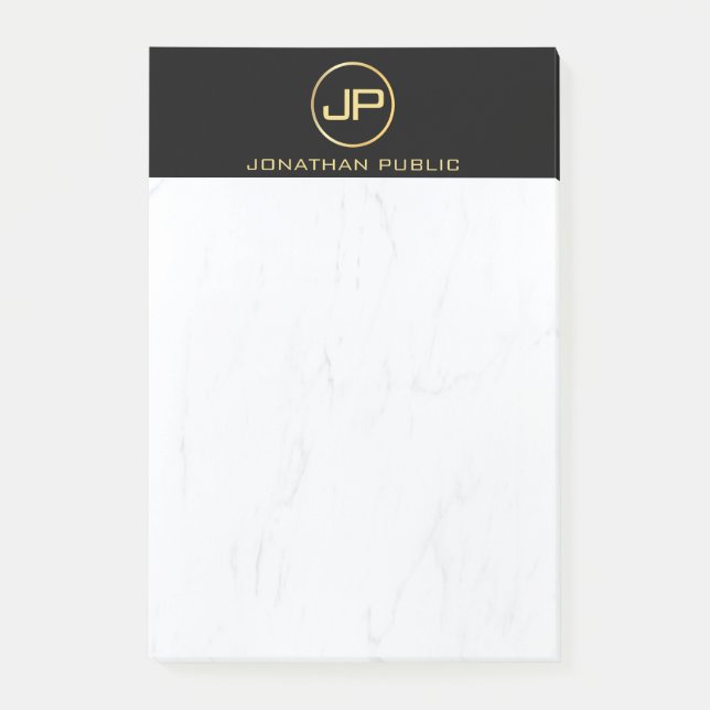 Elegant Black Guld Marble Modern Template Post-it Block (Framsida)