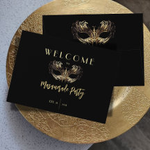 Elegant Black Guld Masqueraad Party födelsedag