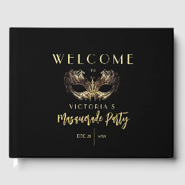 Elegant Black Guld Masqueraad Party födelsedag Gästböcker