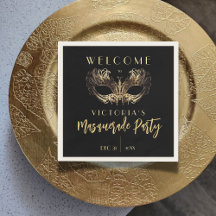Elegant Black Guld Masqueraad Party födelsedag