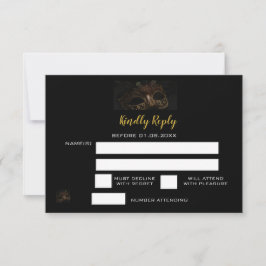 Elegant Black Guld Masquerauppad Sweet 16:e födels OSA Kort