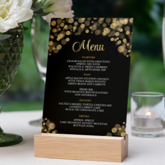 Elegant Black & Guld Menu Inbjudningar