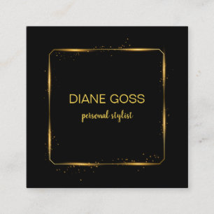 Elegant Black Guld metalldesign Fyrkantigt Visitkort
