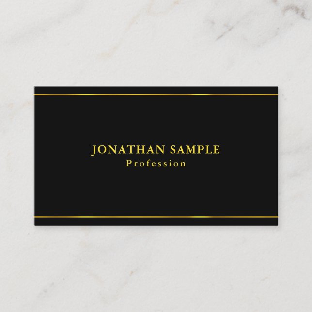 Elegant Black Guld Modern Artistic Template Coola Visitkort (Framsida)