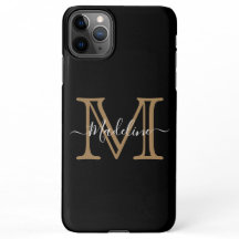 Elegant Black Guld Modern Monogram